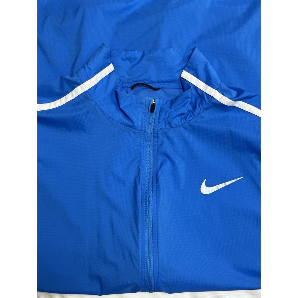 Nike Windbreaker Jacket Men's Large L Blue Lightweight Running Active Reflective - Picture 4 of 12